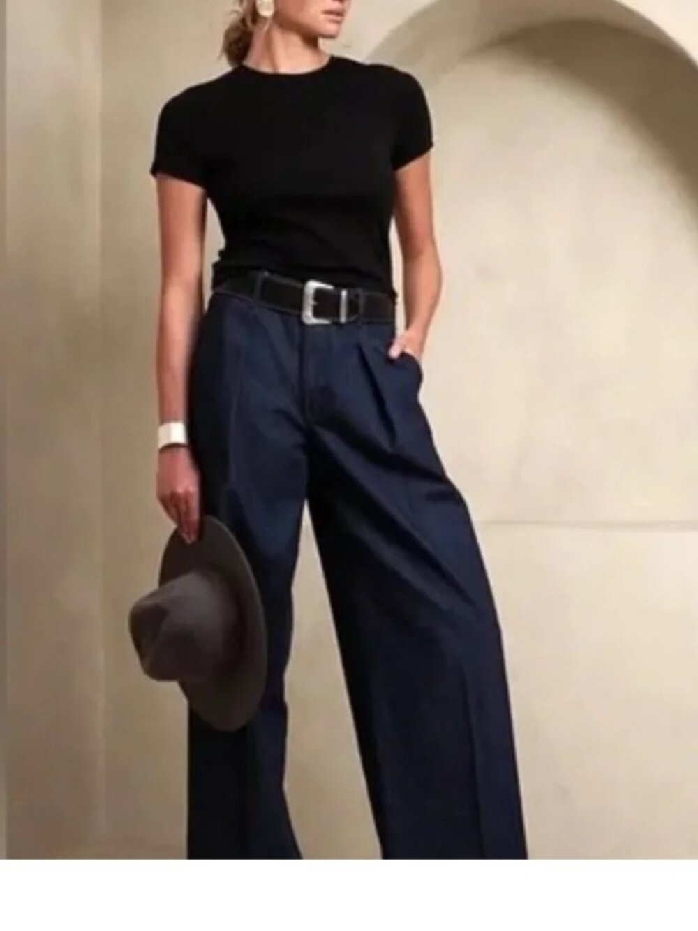 Banana Republic High Rise Relaxed Wide Leg Premium Denim Size 26 Long In Navy